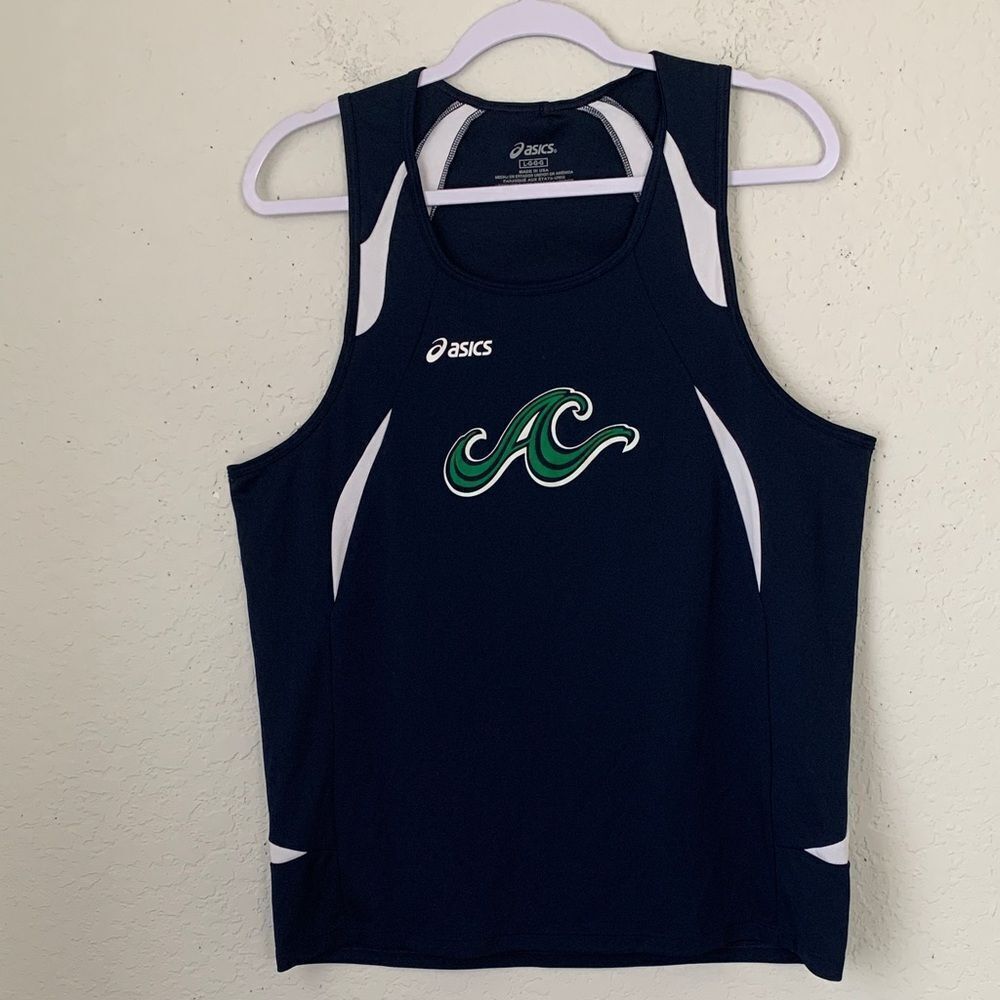 ASICS Men's Navy and White Swim Tank Size L
